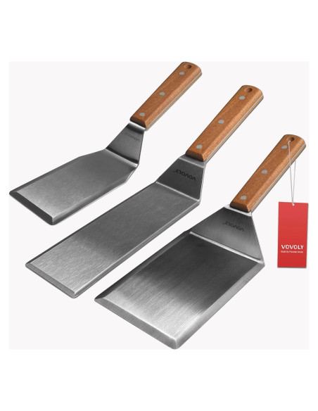 Juego de Espátulas de Acero Inoxidable Vovoly - 3 Tamaños