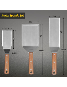 Juego de Espátulas de Acero Inoxidable Vovoly - 3 Tamaños 2