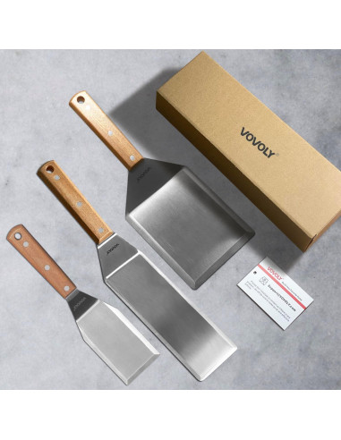 Juego de Espátulas de Acero Inoxidable Vovoly - 3 Tamaños
