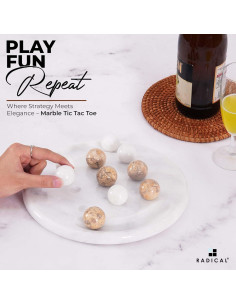 Juego Tres en Raya Radicaln 25,4 cm Mármol Blanco y Coral 2