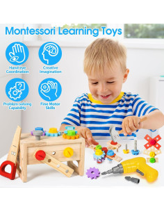 Juego de Herramientas de Madera LACCHOUFEE 37 Pcs para Niños 2