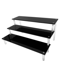 Soporte Acrílico Negro 3 Niveles AZEAM para Perfumes y Cupcakes