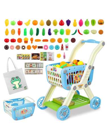 Carrito de Compras para Niños Ming You 2 en 1 con Comida Juguete