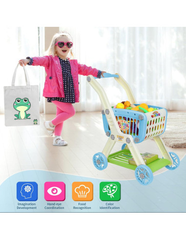 Carrito de Compras para Niños Ming You 2 en 1 con Comida Juguete