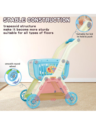 Carrito de Compras para Niños Ming You 2 en 1 con Comida Juguete