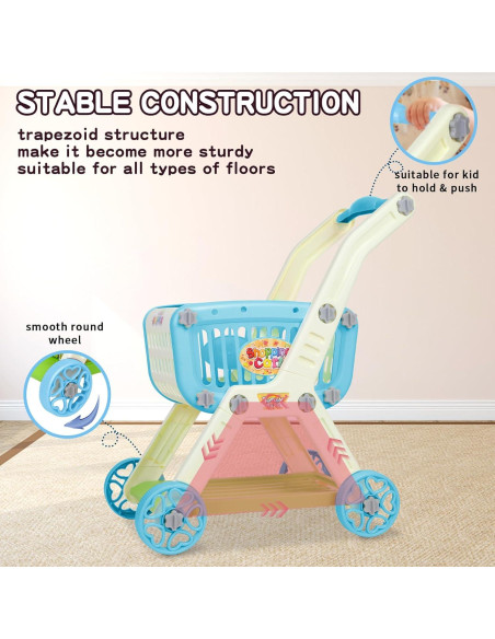 Carrito de Compras para Niños Ming You 2 en 1 con Comida Juguete