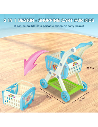 Carrito de Compras para Niños Ming You 2 en 1 con Comida Juguete