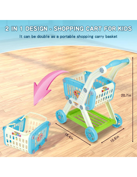 Carrito de Compras para Niños Ming You 2 en 1 con Comida Juguete