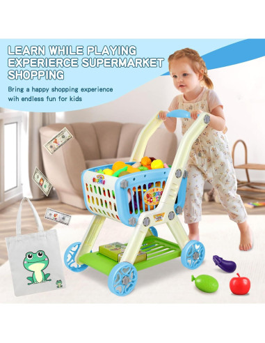 Carrito de Compras para Niños Ming You 2 en 1 con Comida Juguete