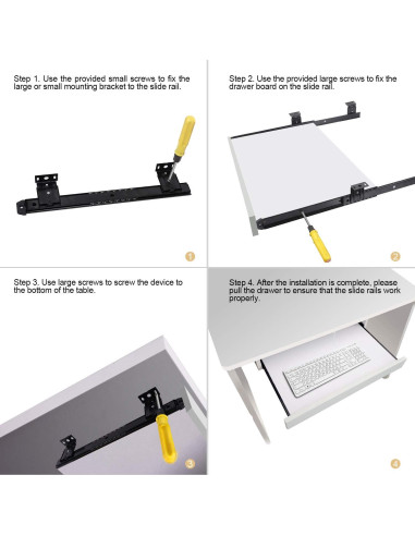 Rieles de Teclado KINJOEK 2 PCS 35.56 cm Ajustables Negro