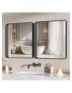 Espejo de Baño Hasipu 2 PCS 76.2 x 61 cm Marco Negro