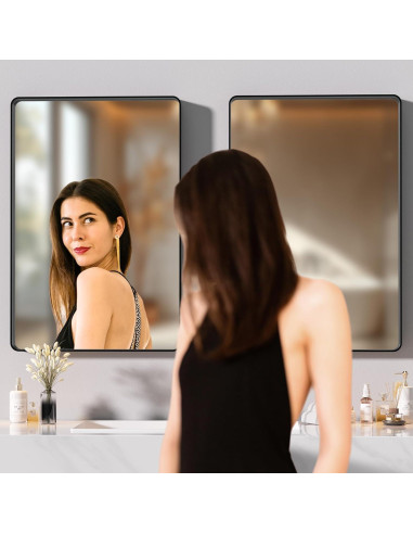 Espejo de Baño Hasipu 2 PCS 76.2 x 61 cm Marco Negro