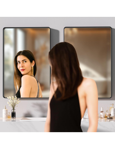 Espejo de Baño Hasipu 2 PCS 76.2 x 61 cm Marco Negro