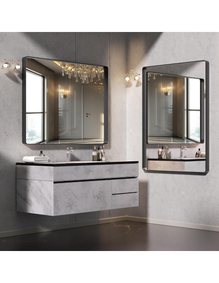 Espejo de Baño Hasipu 2 PCS 76.2 x 61 cm Marco Negro