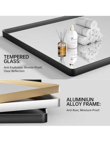 Espejo de Baño Hasipu 2 PCS 76.2 x 61 cm Marco Negro