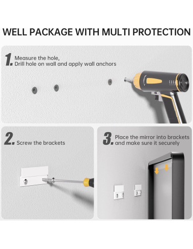 Espejo de Baño Hasipu 2 PCS 76.2 x 61 cm Marco Negro