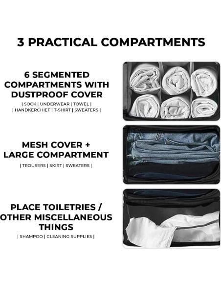 Organizador de Maletas Colgante ARTOS Negro - 3 Estantes, 22.7 kg