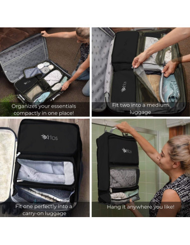 Organizador de Maletas Colgante ARTOS Negro - 3 Estantes, 22.7 kg