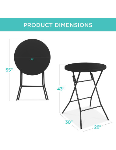 Mesa Plegable de Altura de Barra Mejor Opción 81.28cm Negra