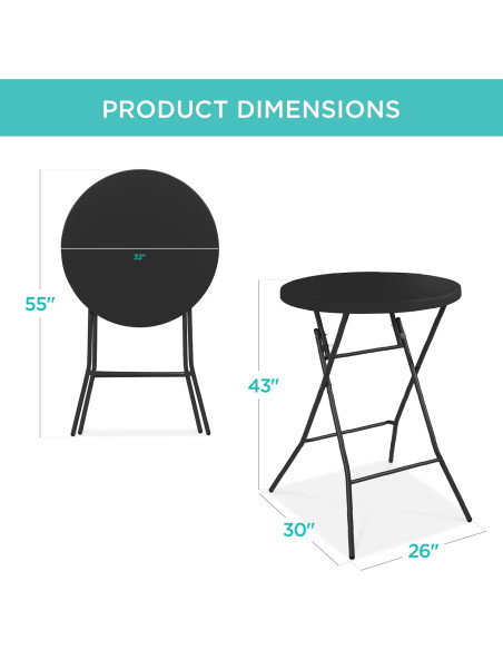 Mesa Plegable de Altura de Barra Mejor Opción 81.28cm Negra