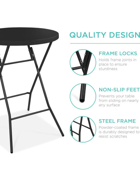 Mesa Plegable de Altura de Barra Mejor Opción 81.28cm Negra