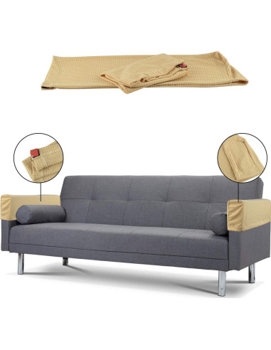 Funda Antideslizante para Reposabrazos Sofá CM Beige Oscuro