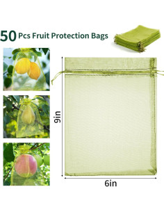 50 Bolsas de Protección de Frutas NIUBIER 15x23 cm Verde 2