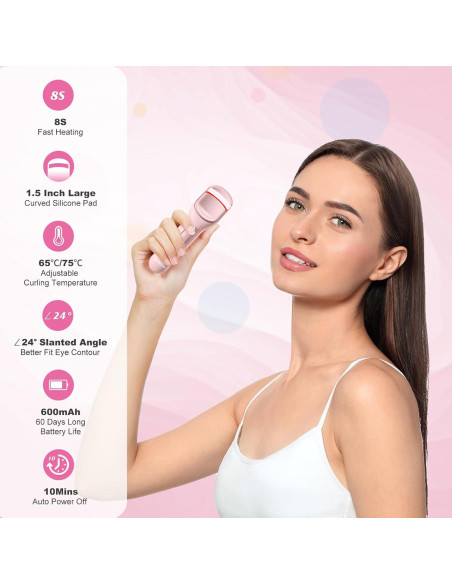 Rizador de Pestañas Calentado HEBECA EC4001 Rosa 600mAh