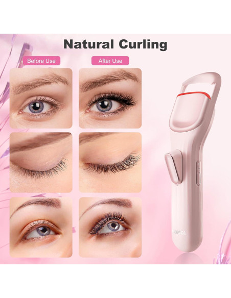 Rizador de Pestañas Calentado HEBECA EC4001 Rosa 600mAh