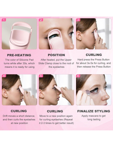 Rizador de Pestañas Calentado HEBECA EC4001 Rosa 600mAh