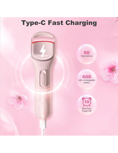 Rizador de Pestañas Calentado HEBECA EC4001 Rosa 600mAh