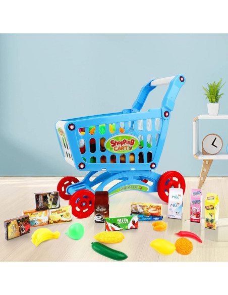 Carrito de Compras de Juguete deAO Azul con 70 Accesorios