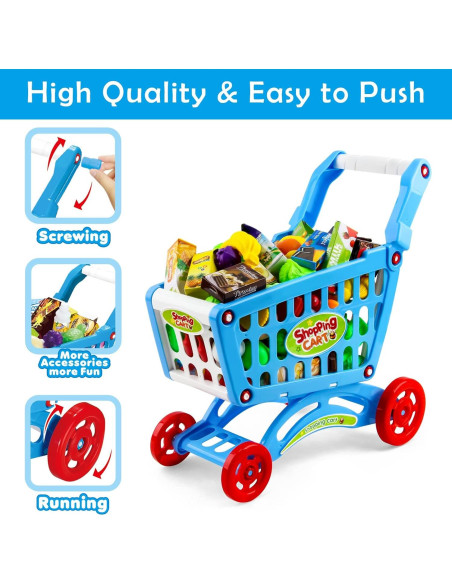 Carrito de Compras de Juguete deAO Azul con 70 Accesorios