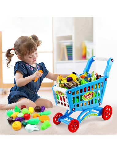 Carrito de Compras de Juguete deAO Azul con 70 Accesorios