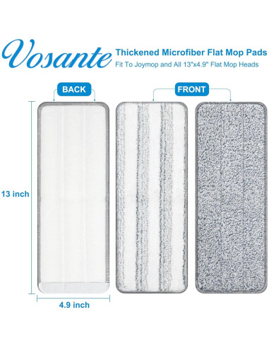 2 Piezas Almohadillas de Mopa de Microfibra Vosante 33 cm