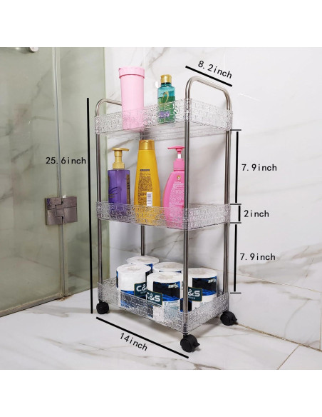 Carro de Almacenamiento Rodante TENBOAT 3 Niveles Transparente Carro de Almacenamiento Rodante TENBOAT 3 Niveles Transparente