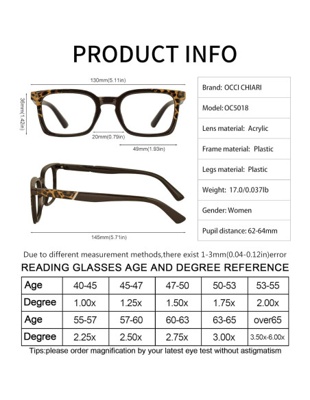 Gafas de Lectura OCCI CHIARI para Mujeres 1.5x Marrón Gafas de Lectura OCCI CHIARI para Mujeres 1.5x Marrón
