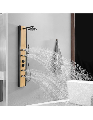 Panel de Ducha Multifuncional BWE 3 en 1 Negro 8 Jets