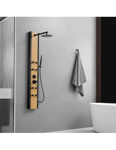 Panel de Ducha Multifuncional BWE 3 en 1 Negro 8 Jets