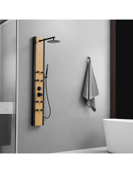 Panel de Ducha Multifuncional BWE 3 en 1 Negro 8 Jets