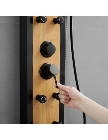 Panel de Ducha Multifuncional BWE 3 en 1 Negro 8 Jets