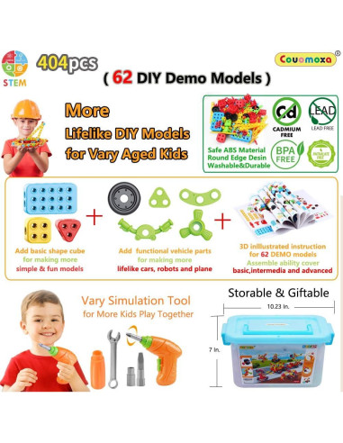 Set de Construcción Educativo Couomoxa 404 Piezas STEM