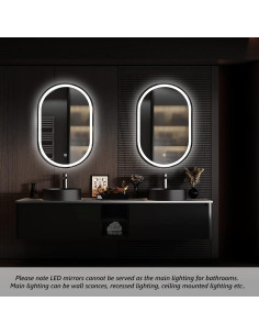 Espejo de Baño LED Ovalado TheiaMo 84x51 cm Impermeable 2
