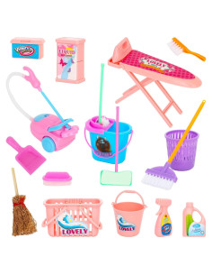 SOTOGO 18 Piezas Accesorios de Limpieza para Casa de Muñecas