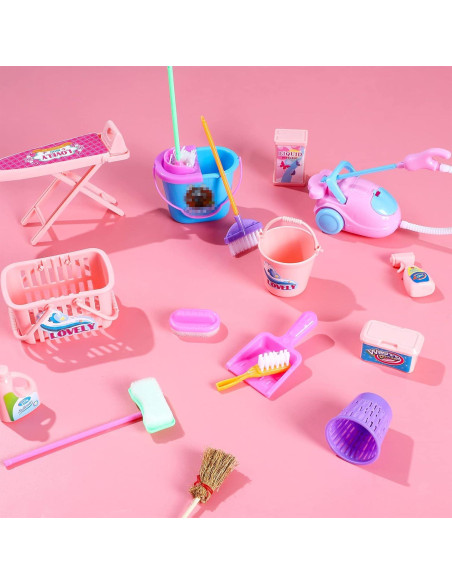 SOTOGO 18 Piezas Accesorios de Limpieza para Casa de Muñecas