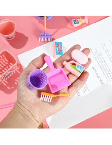 SOTOGO 18 Piezas Accesorios de Limpieza para Casa de Muñecas