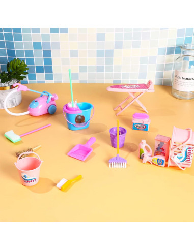 SOTOGO 18 Piezas Accesorios de Limpieza para Casa de Muñecas
