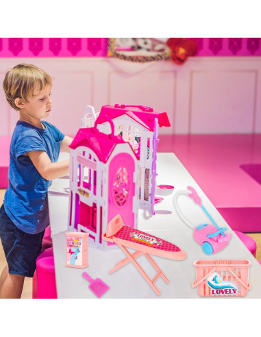 SOTOGO 18 Piezas Accesorios de Limpieza para Casa de Muñecas