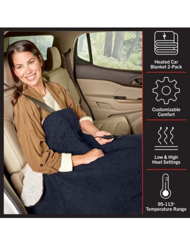 Manta Calentada Stalwart 2-Pack 12V para Auto 145x99 cm