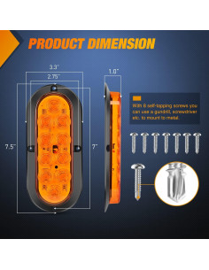 Luces LED Traseras Ovaladas Nilight 6" Ámbar 2 Pcs Impermeables 2